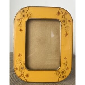 Bucklers 5th Ave Enameled Yellow Floral Photo Picture Frame 6.5 "x 5 " Vintage